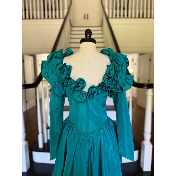 Vintage 80s Poof Ruffle Prom Dress Gilded Age Victorian Costume Cosplay Punk Fae - Picture 8 of 9